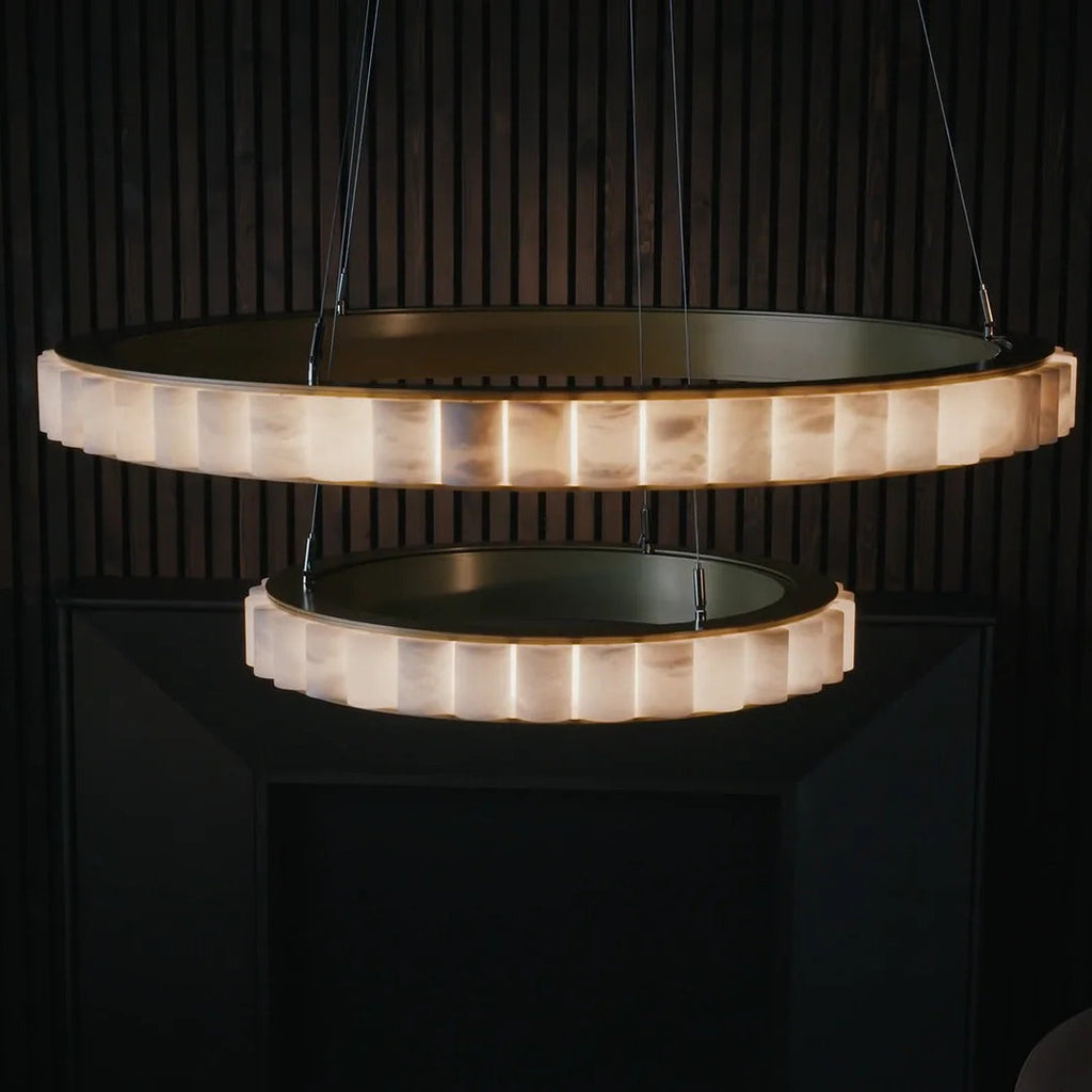 Lustre moderne Kenric en Albâtre Noir