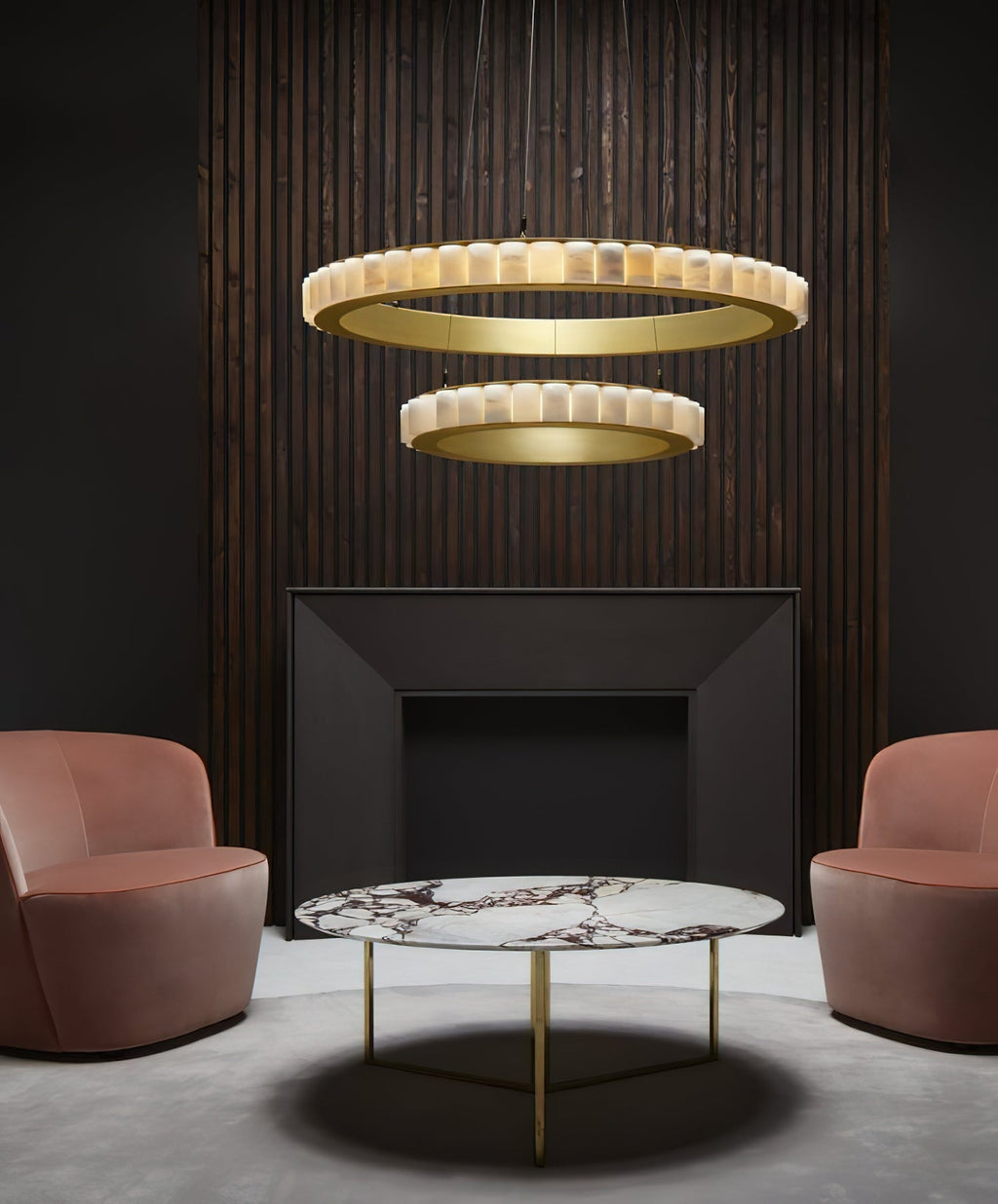 Lustre moderne Kenric en Albâtre Laiton