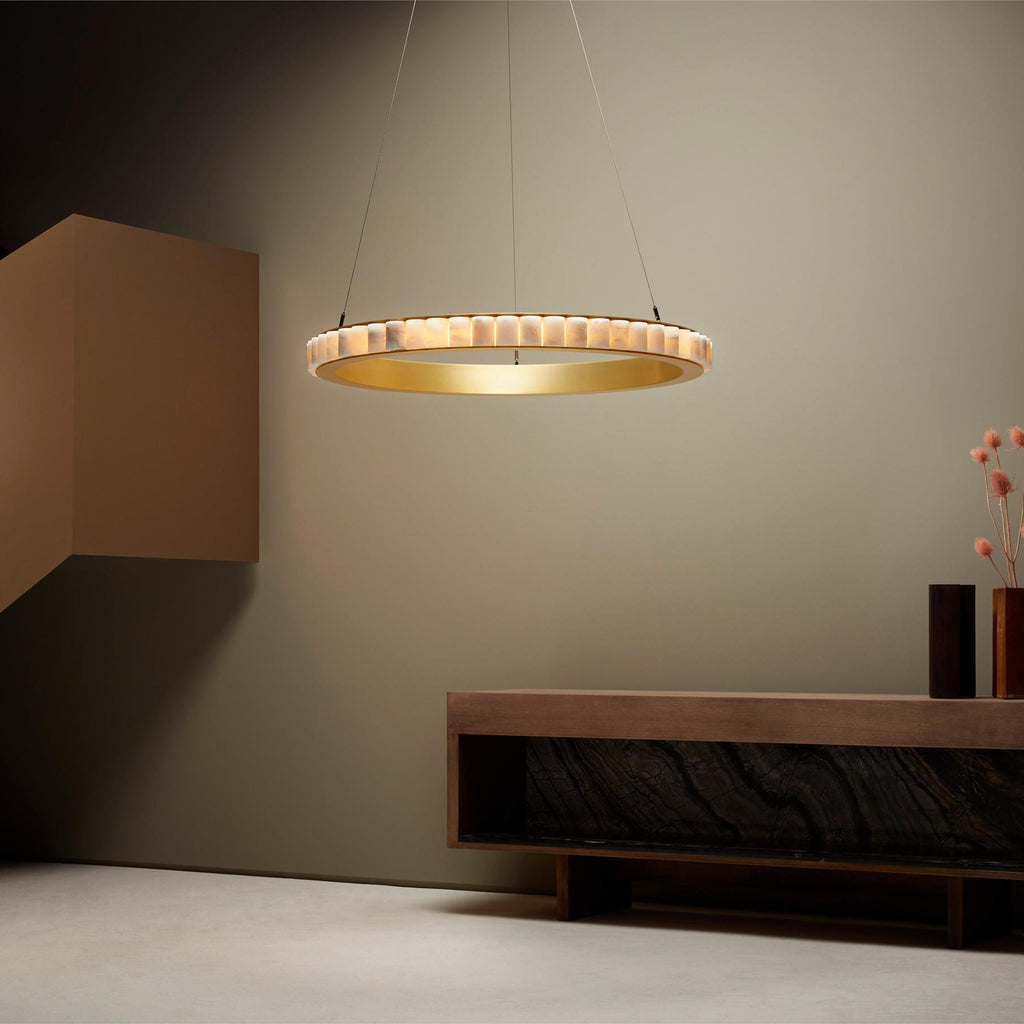 Lustre moderne Kenric en Albâtre Laiton