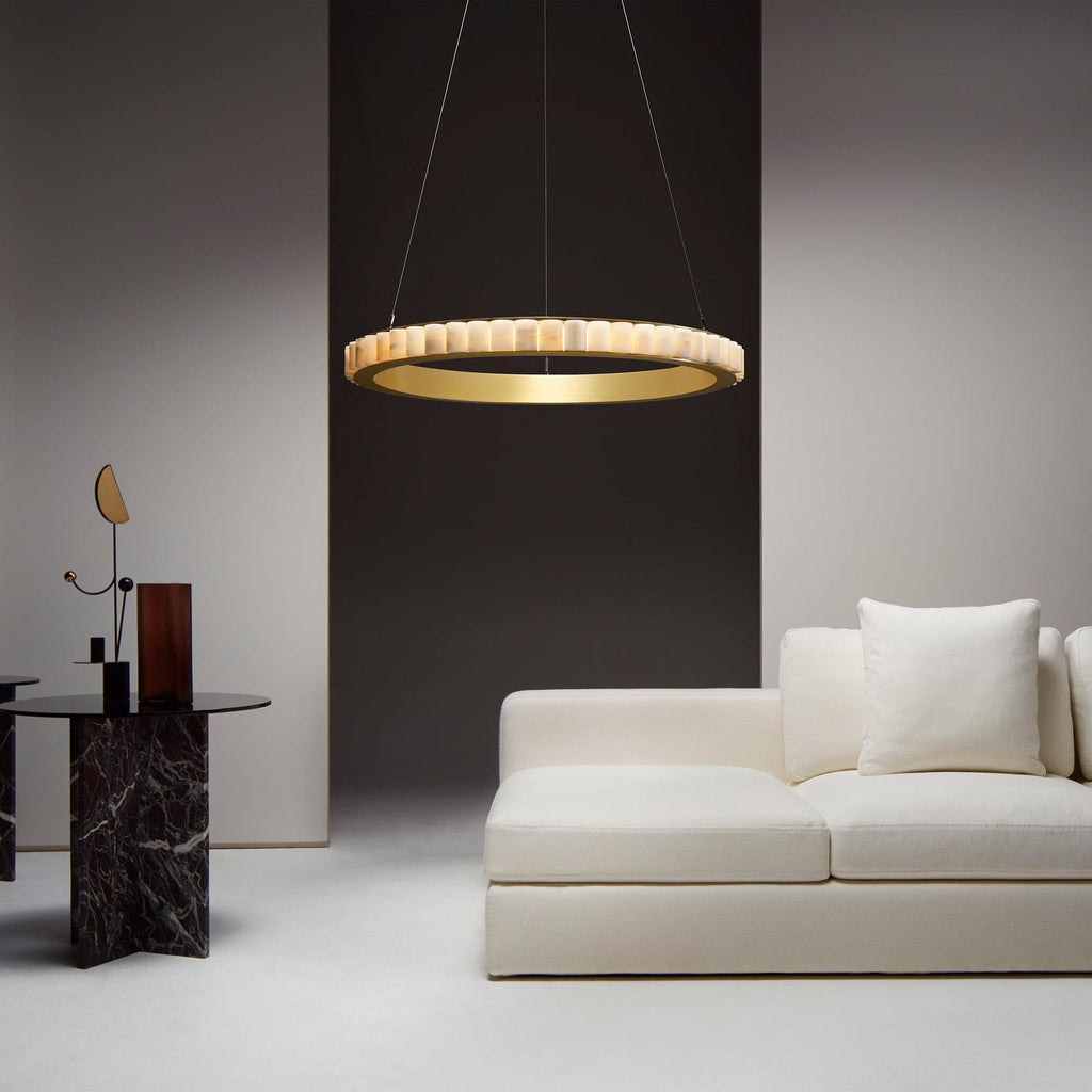 Lustre moderne Kenric en Albâtre Noir