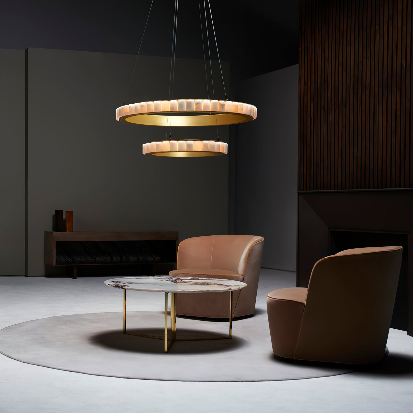Lustre moderne Kenric en Albâtre Laiton
