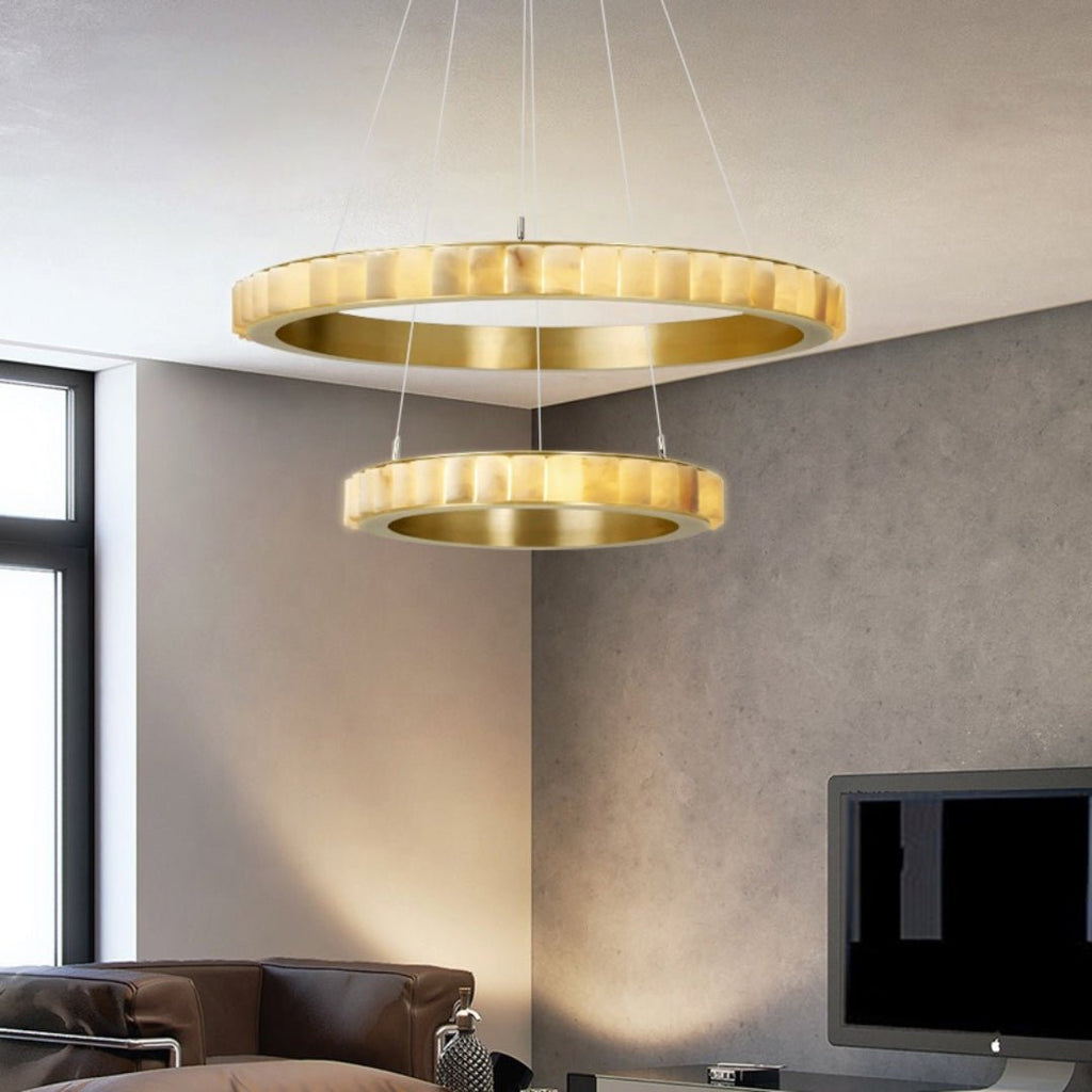 Lustre moderne Kenric en Albâtre Laiton