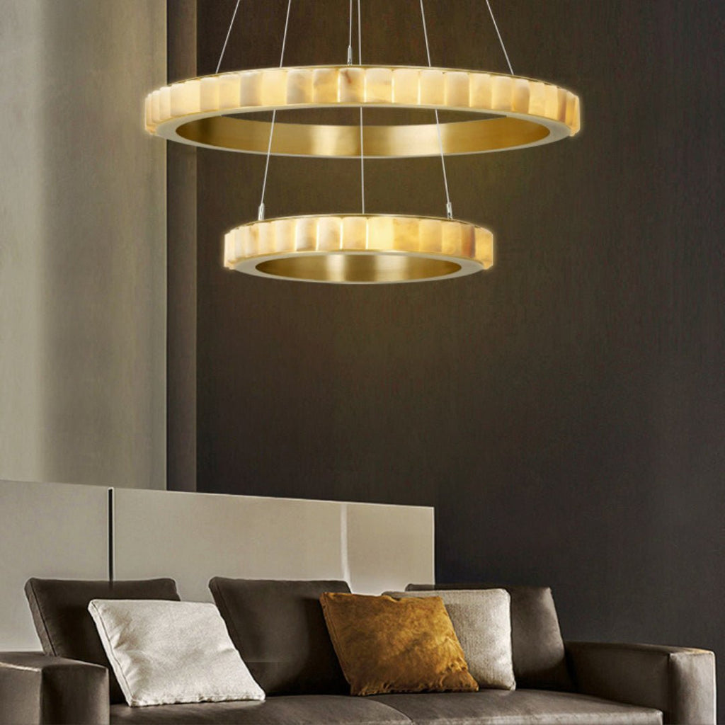 Lustre moderne Kenric en Albâtre Noir