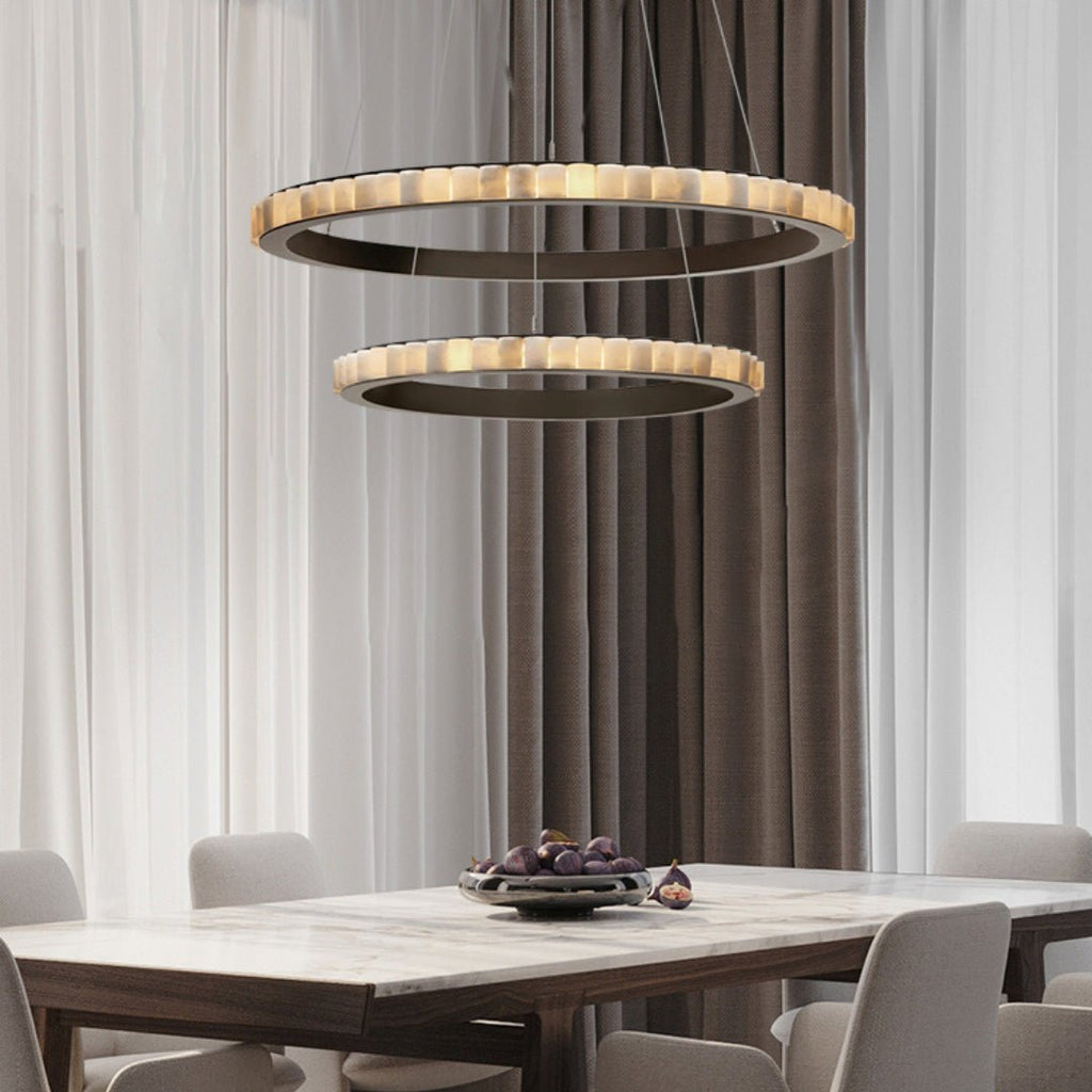 Lustre moderne Kenric en Albâtre Laiton