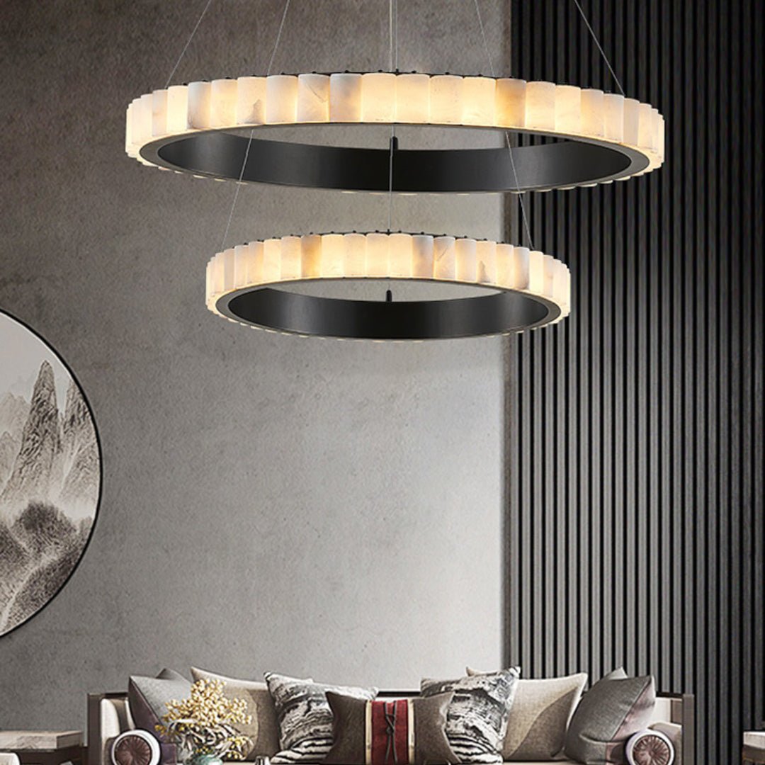 Lustre moderne Kenric en Albâtre Noir