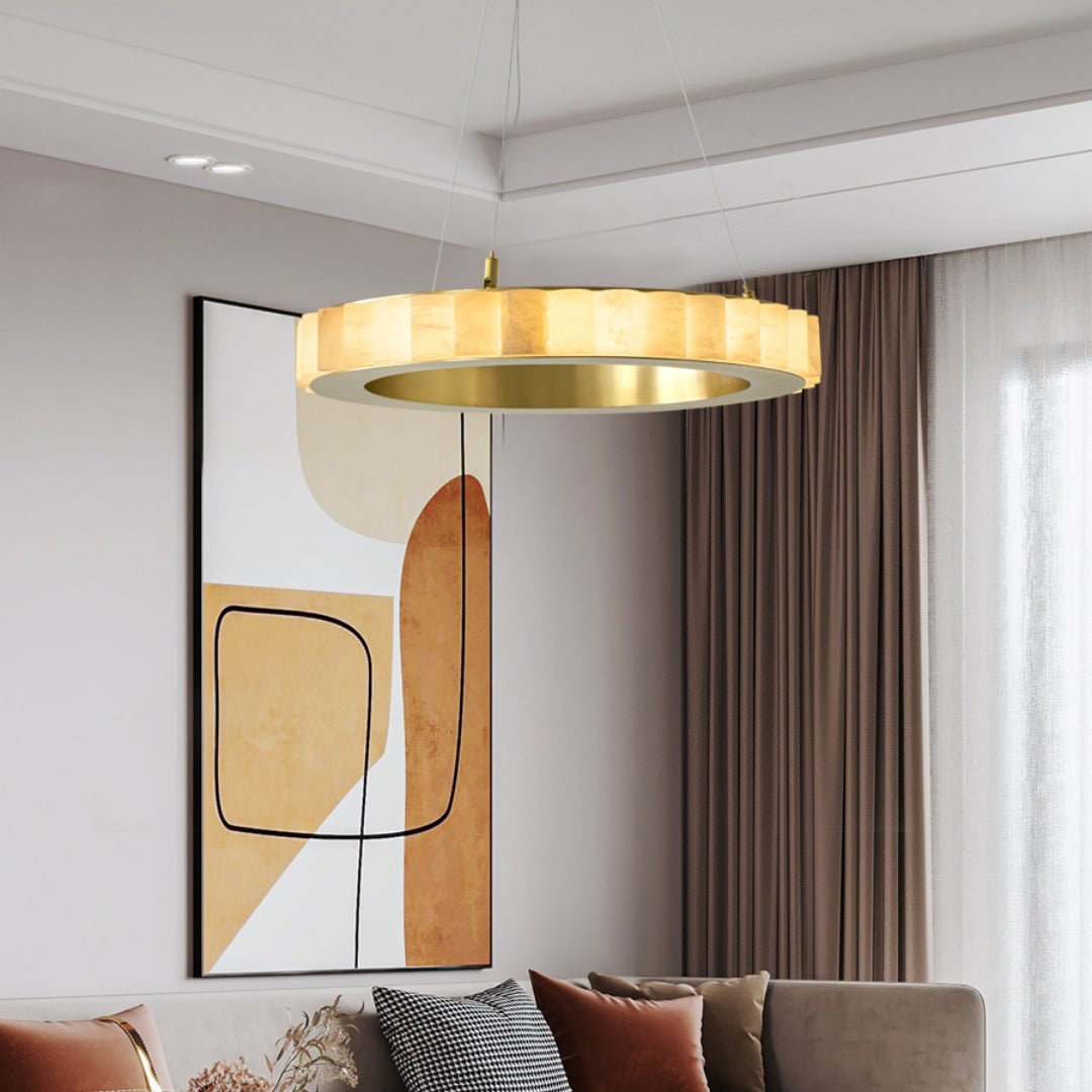 Lustre moderne Kenric en Albâtre Laiton