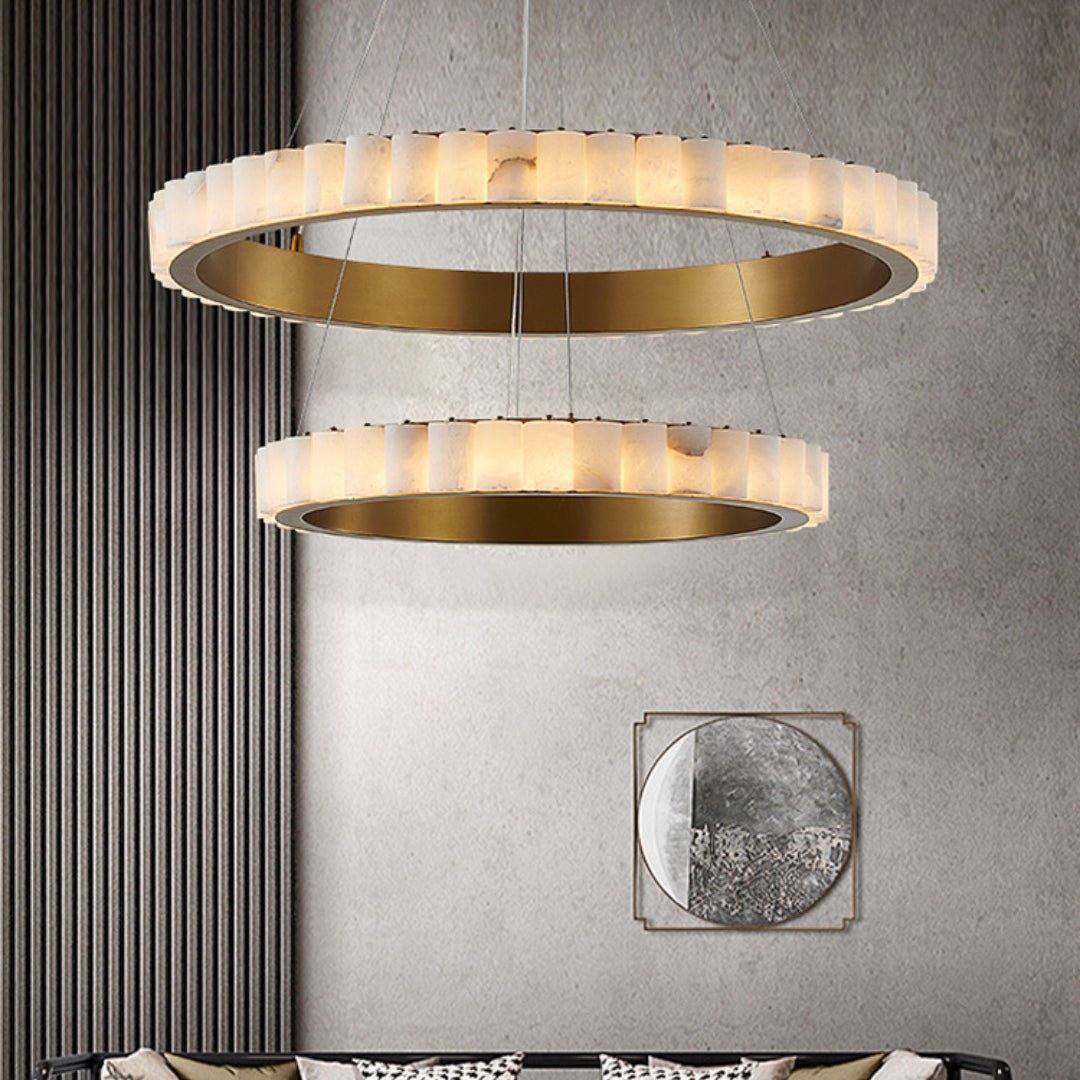 Lustre moderne Kenric en Albâtre Laiton
