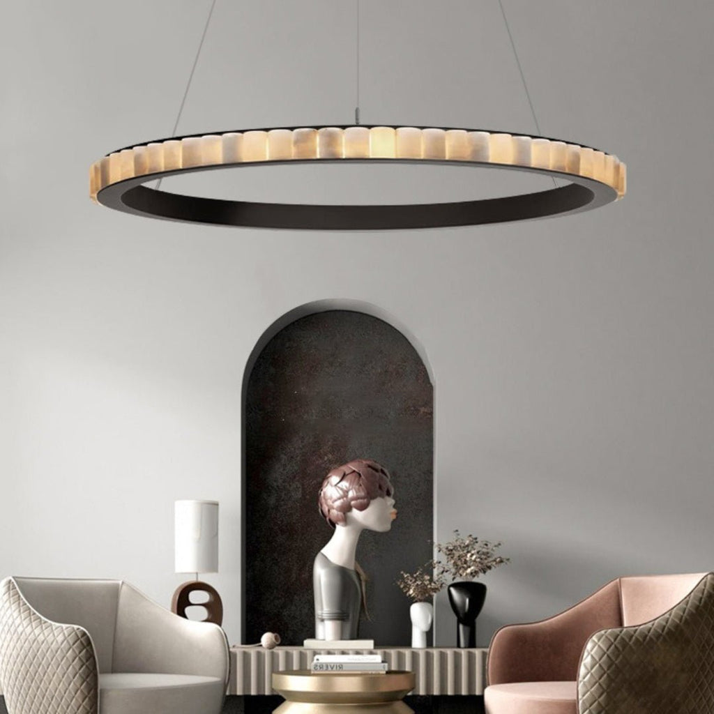 Lustre moderne Kenric en Albâtre Noir
