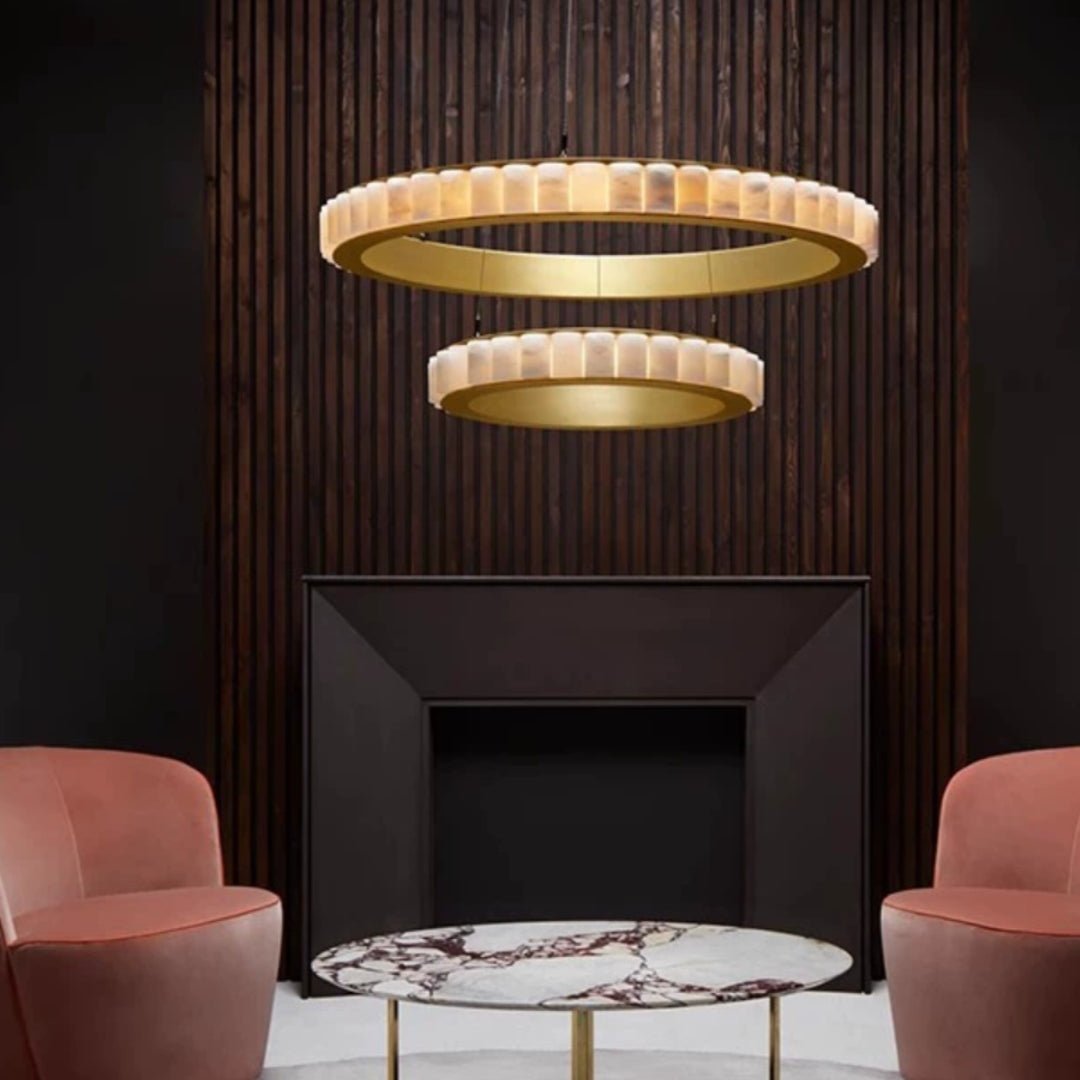 Lustre moderne Kenric en Albâtre Laiton