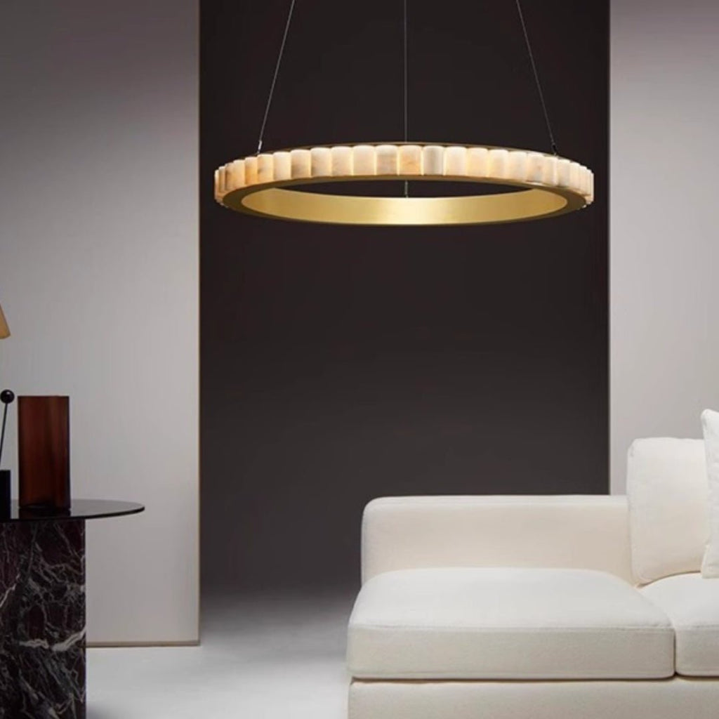 Lustre moderne Kenric en Albâtre Noir