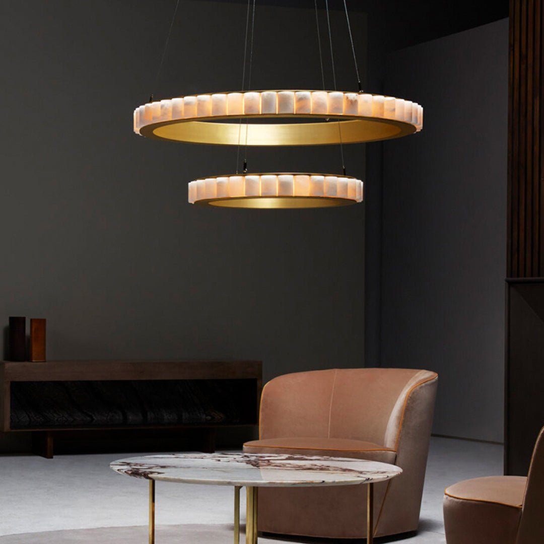 Lustre moderne Kenric en Albâtre Laiton