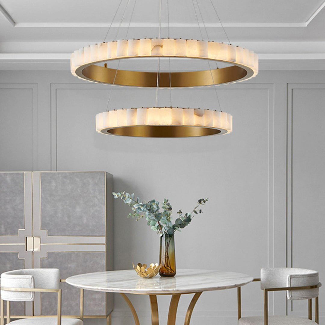 Lustre moderne Kenric en Albâtre Laiton