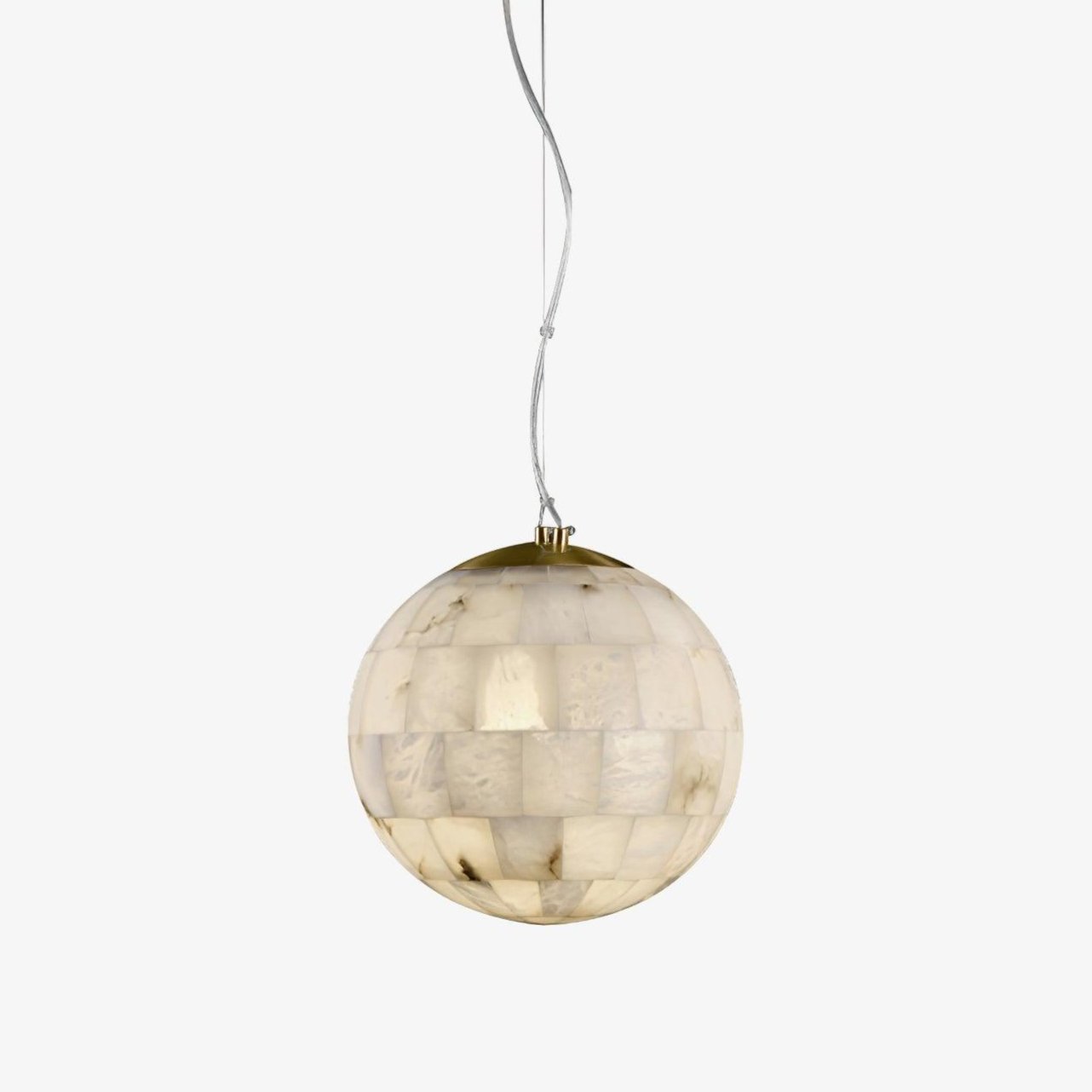 Suspension moderne Hafdan en Albâtre Laiton et blanc