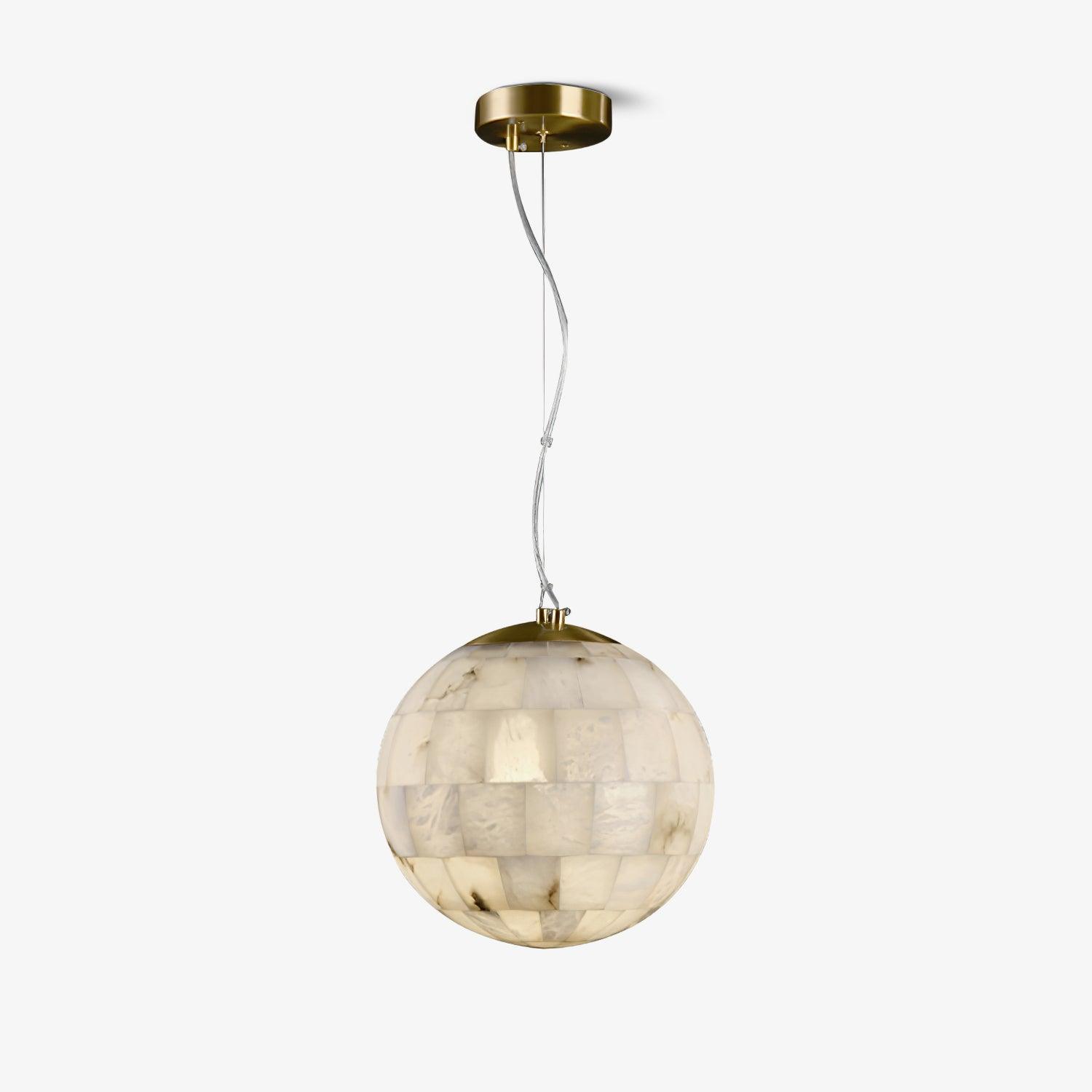 Suspension moderne Hafdan en Albâtre Laiton et blanc