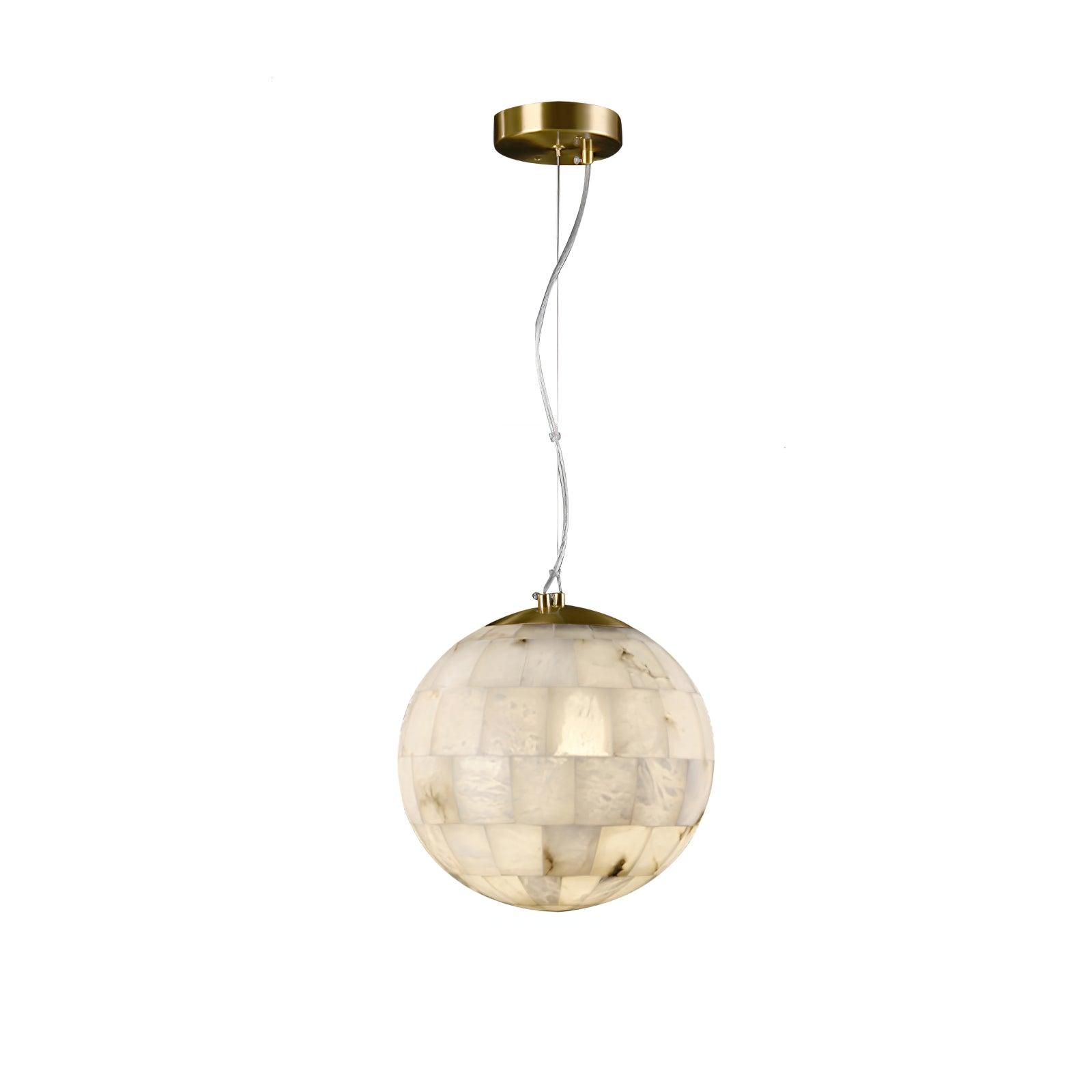 Suspension moderne Hafdan en Albâtre Laiton et blanc