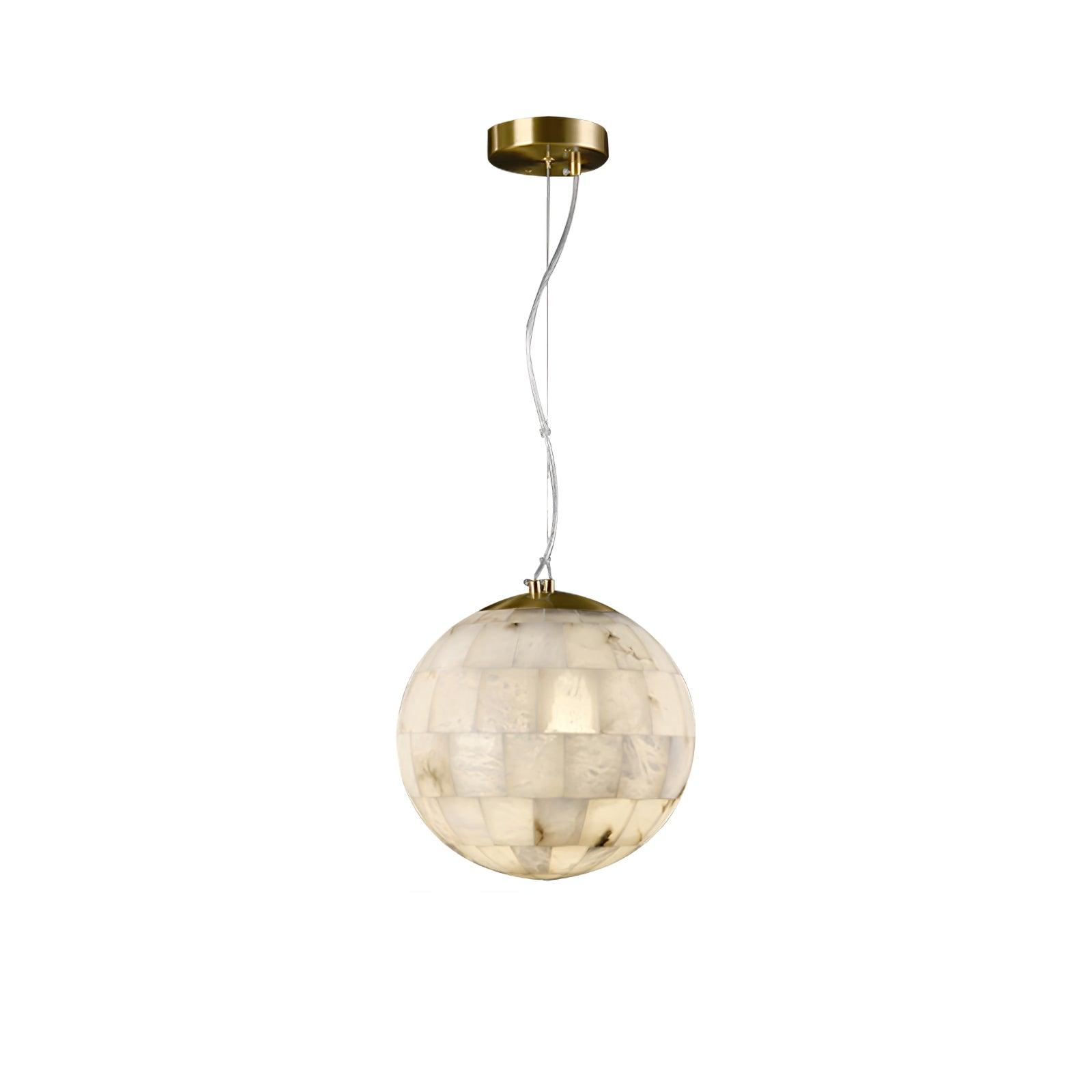 Suspension moderne Hafdan en Albâtre Laiton et blanc