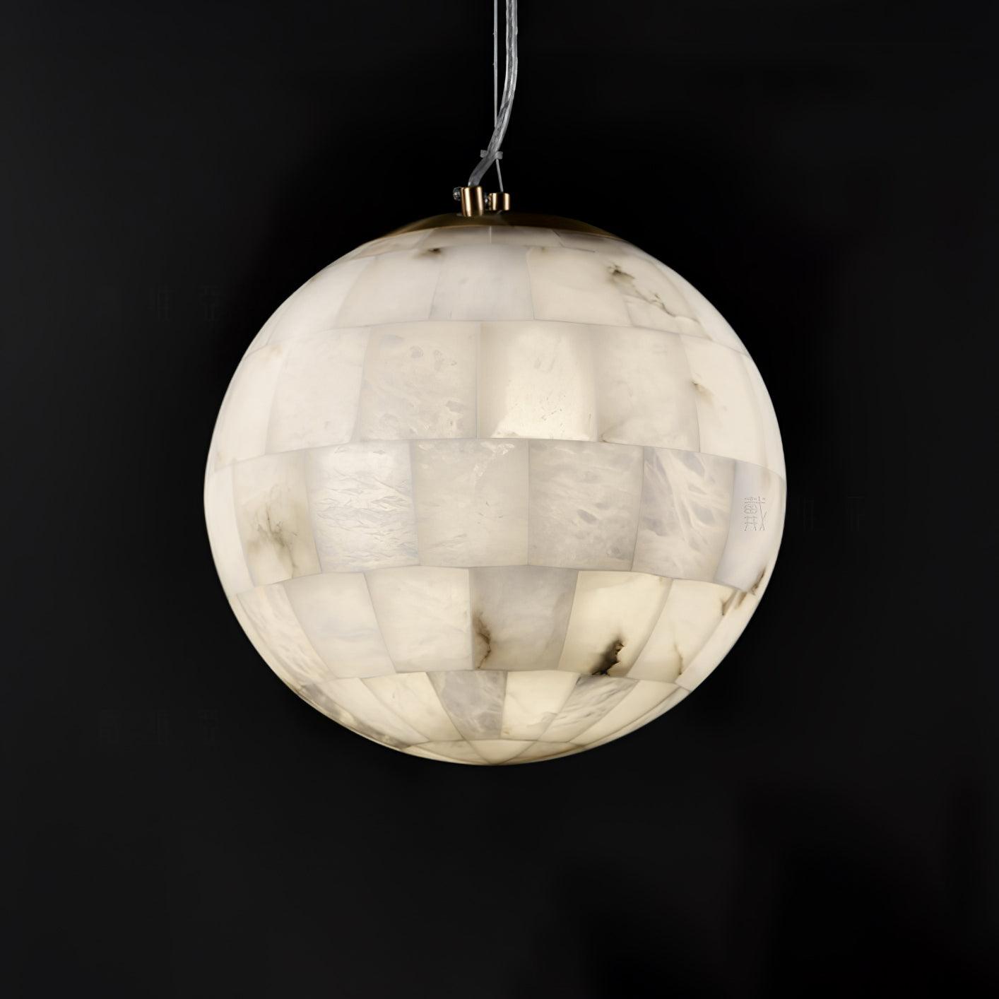 Suspension moderne Hafdan en Albâtre Laiton et blanc