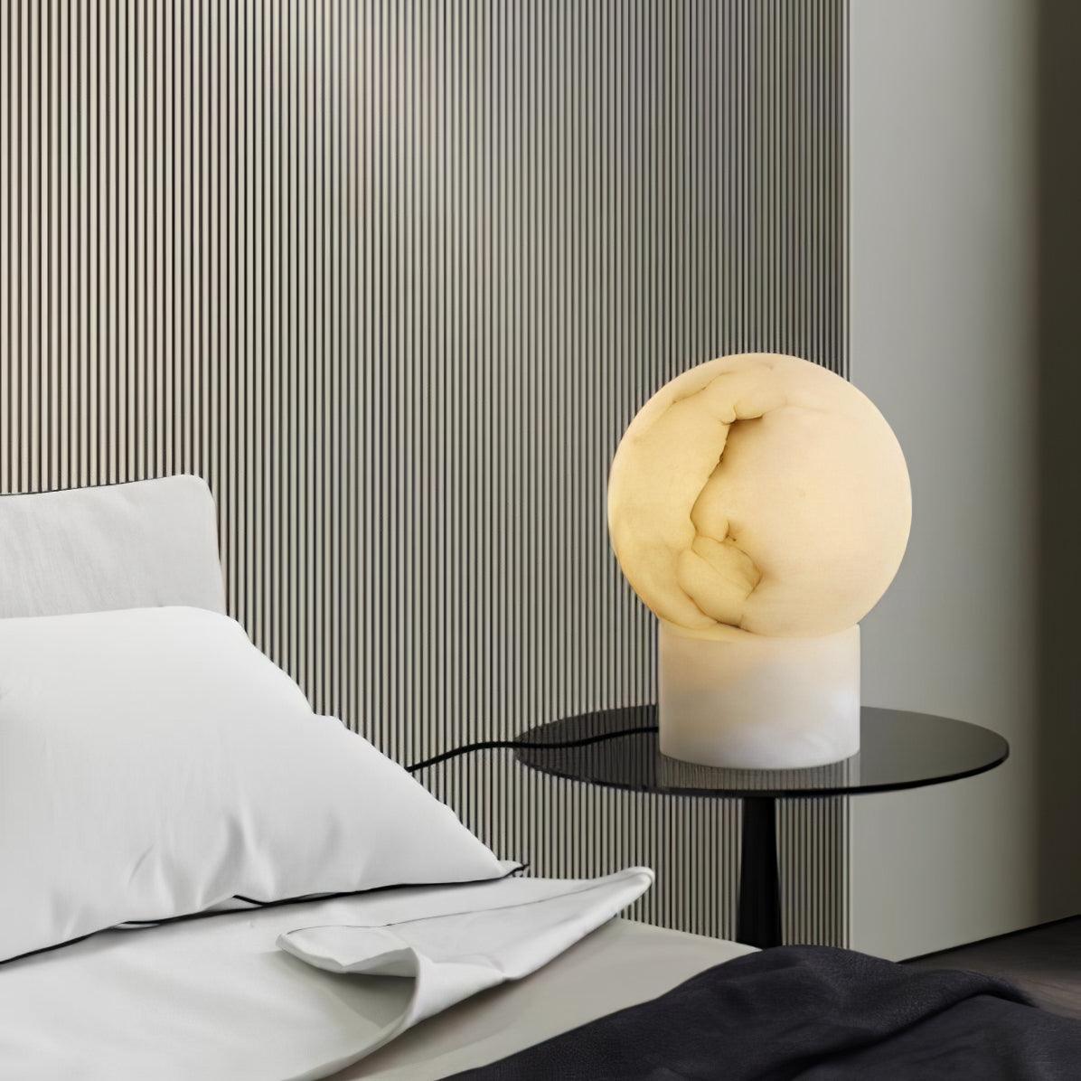 Lampe à poser moderne Vegard en Albâtre, Marbre Blanc