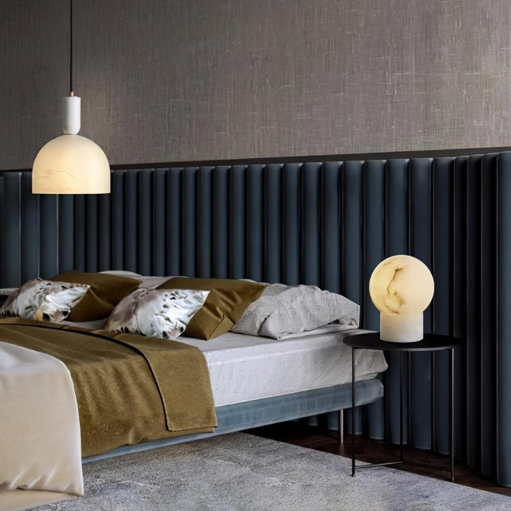 Lampe à poser moderne Vegard en Albâtre, Marbre Blanc