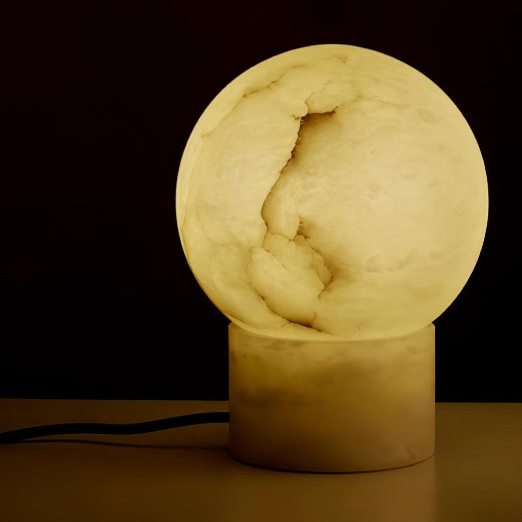 Lampe à poser moderne Vegard en Albâtre, Marbre Blanc