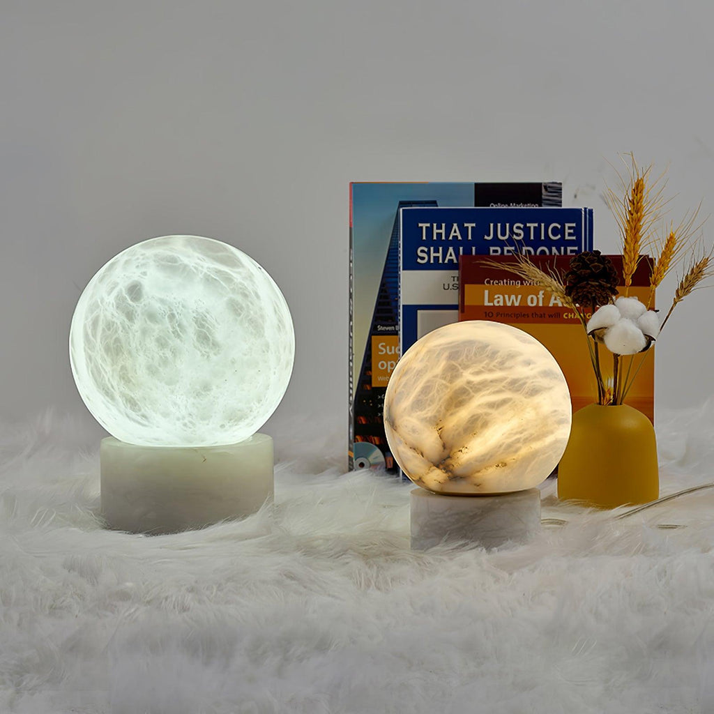 Lampe à poser moderne Vegard en Albâtre, Marbre Blanc