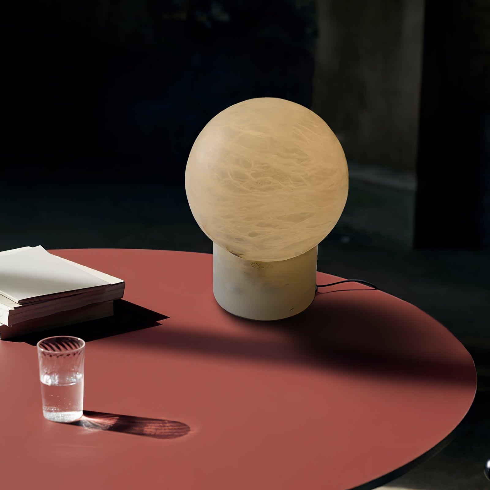 Lampe à poser moderne Vegard en Albâtre, Marbre Blanc