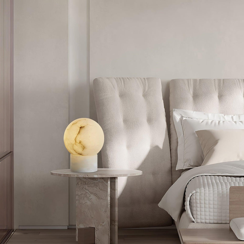 Lampe à poser moderne Vegard en Albâtre, Marbre Blanc