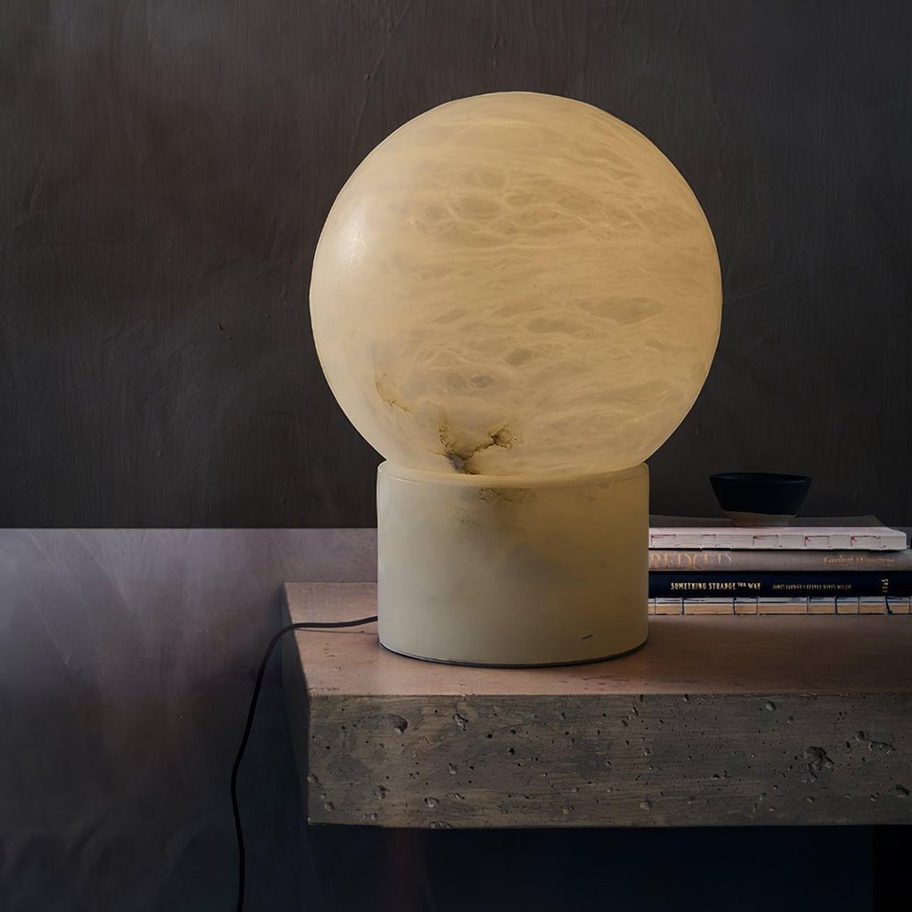 Lampe à poser moderne Vegard en Albâtre, Marbre Blanc