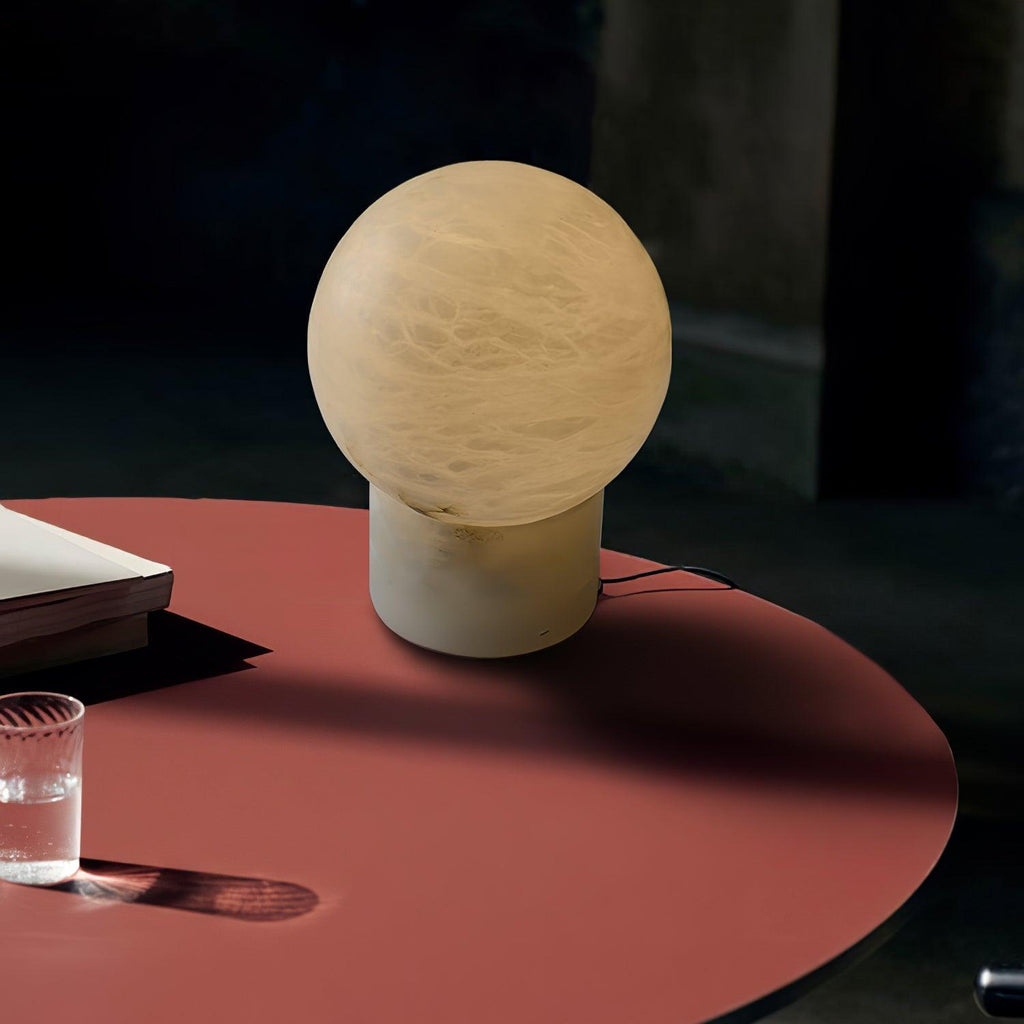 Lampe à poser moderne Vegard en Albâtre, Marbre Blanc