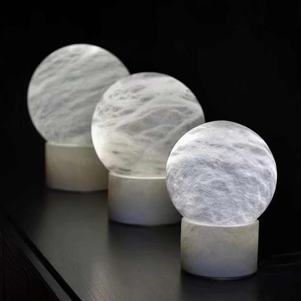 Lampe à poser moderne Vegard en Albâtre, Marbre Blanc
