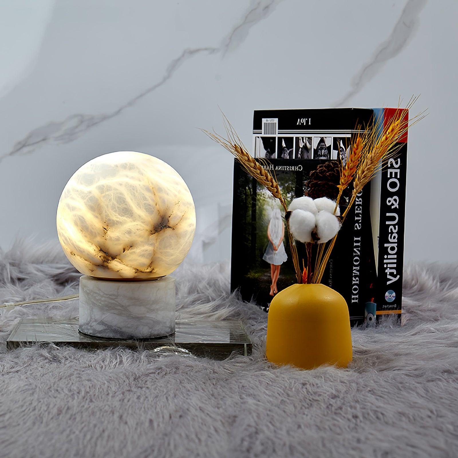 Lampe à poser moderne Vegard en Albâtre, Marbre Blanc