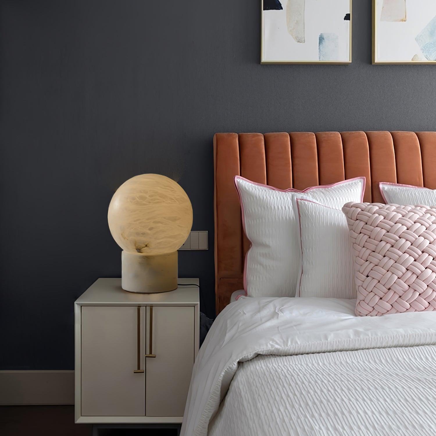 Lampe à poser moderne Vegard en Albâtre, Marbre Blanc