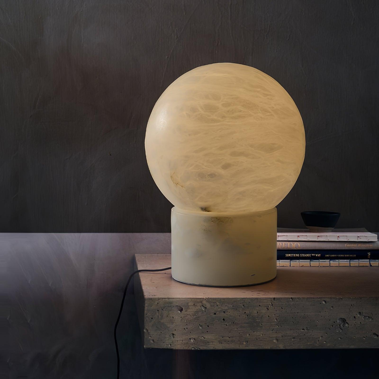Lampe à poser moderne Vegard en Albâtre, Marbre Blanc