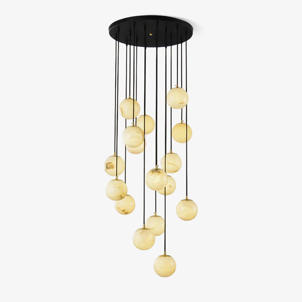 Lustre moderne Mikko en Albâtre Noir et blanc