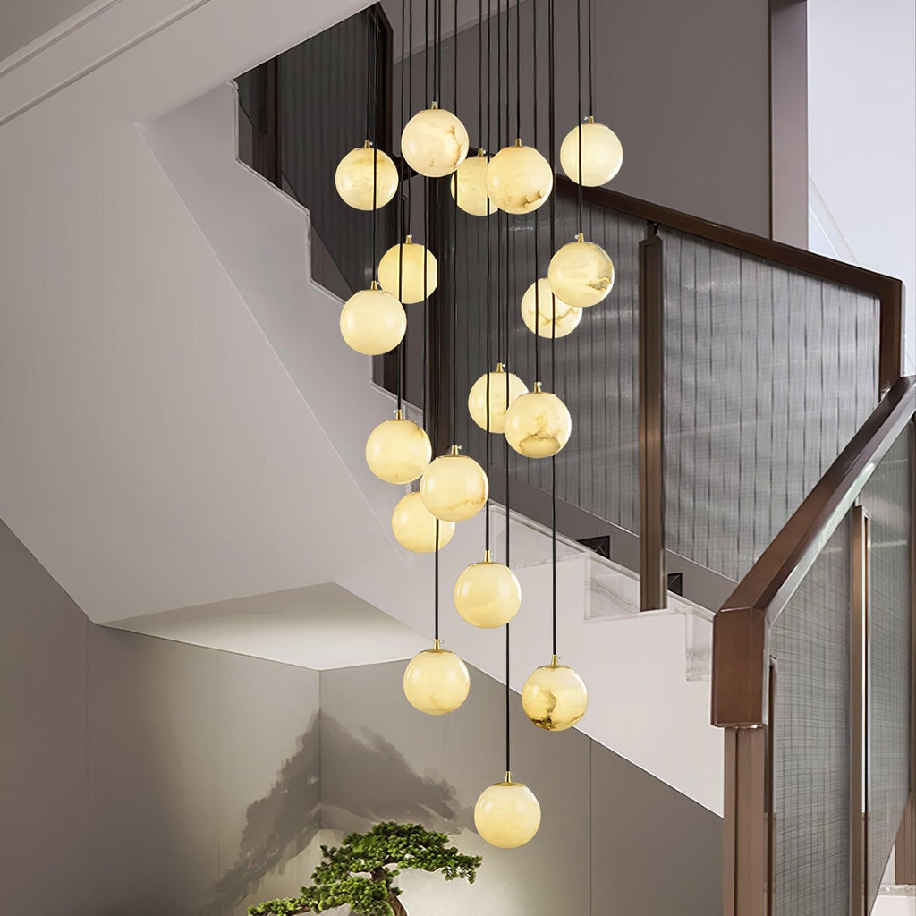 Lustre moderne Mikko en Albâtre Noir et blanc