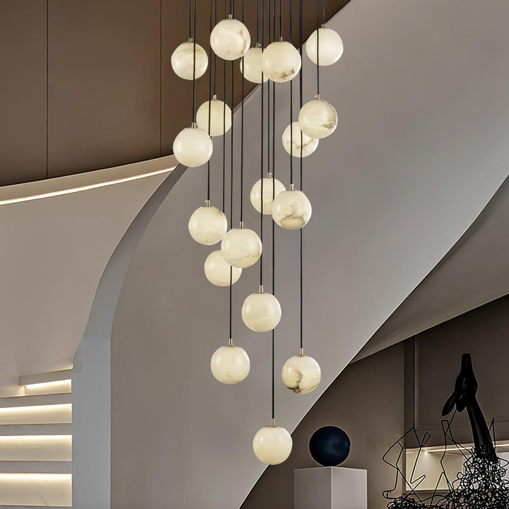 Lustre moderne Mikko en Albâtre Noir et blanc