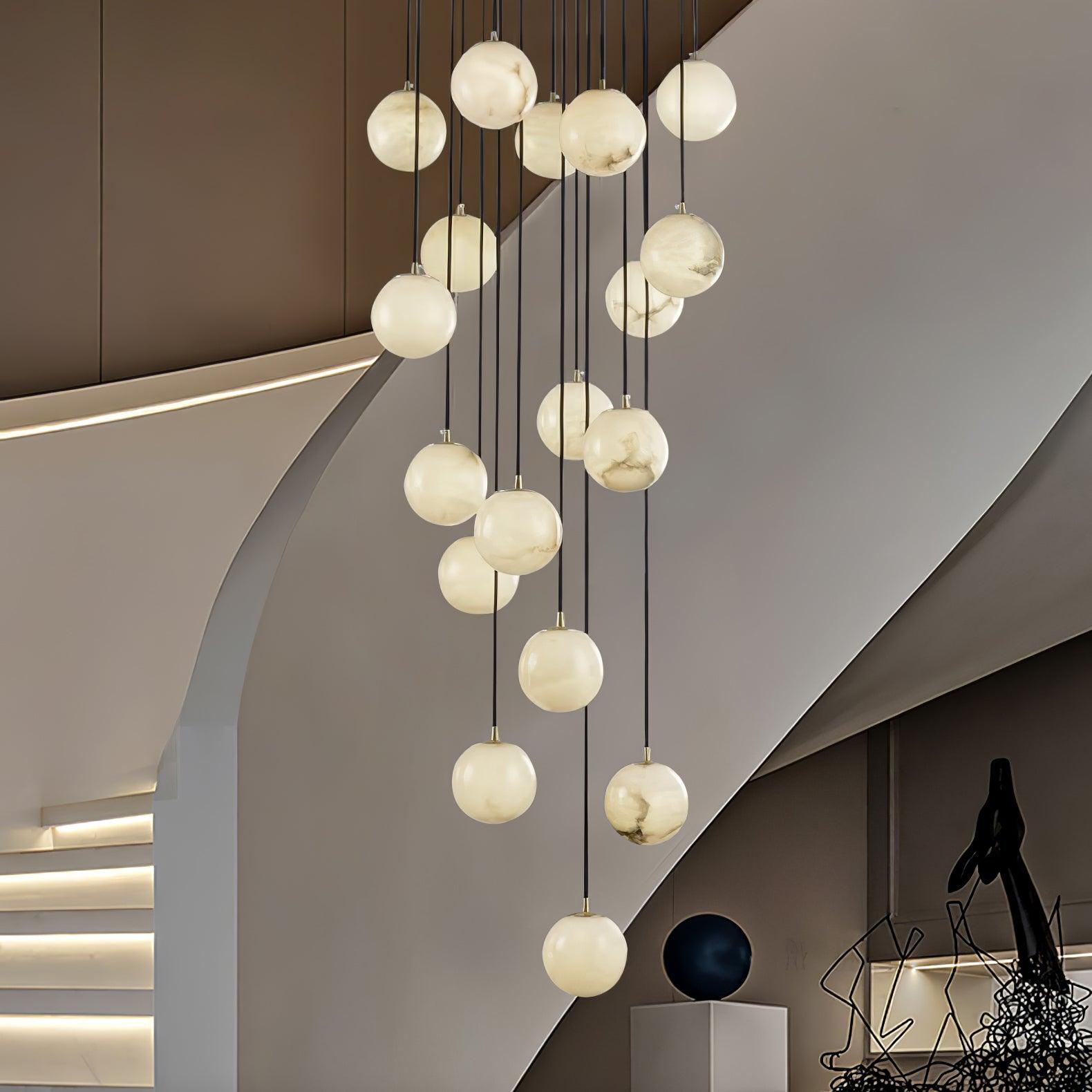 Lustre moderne Mikko en Albâtre Noir et blanc