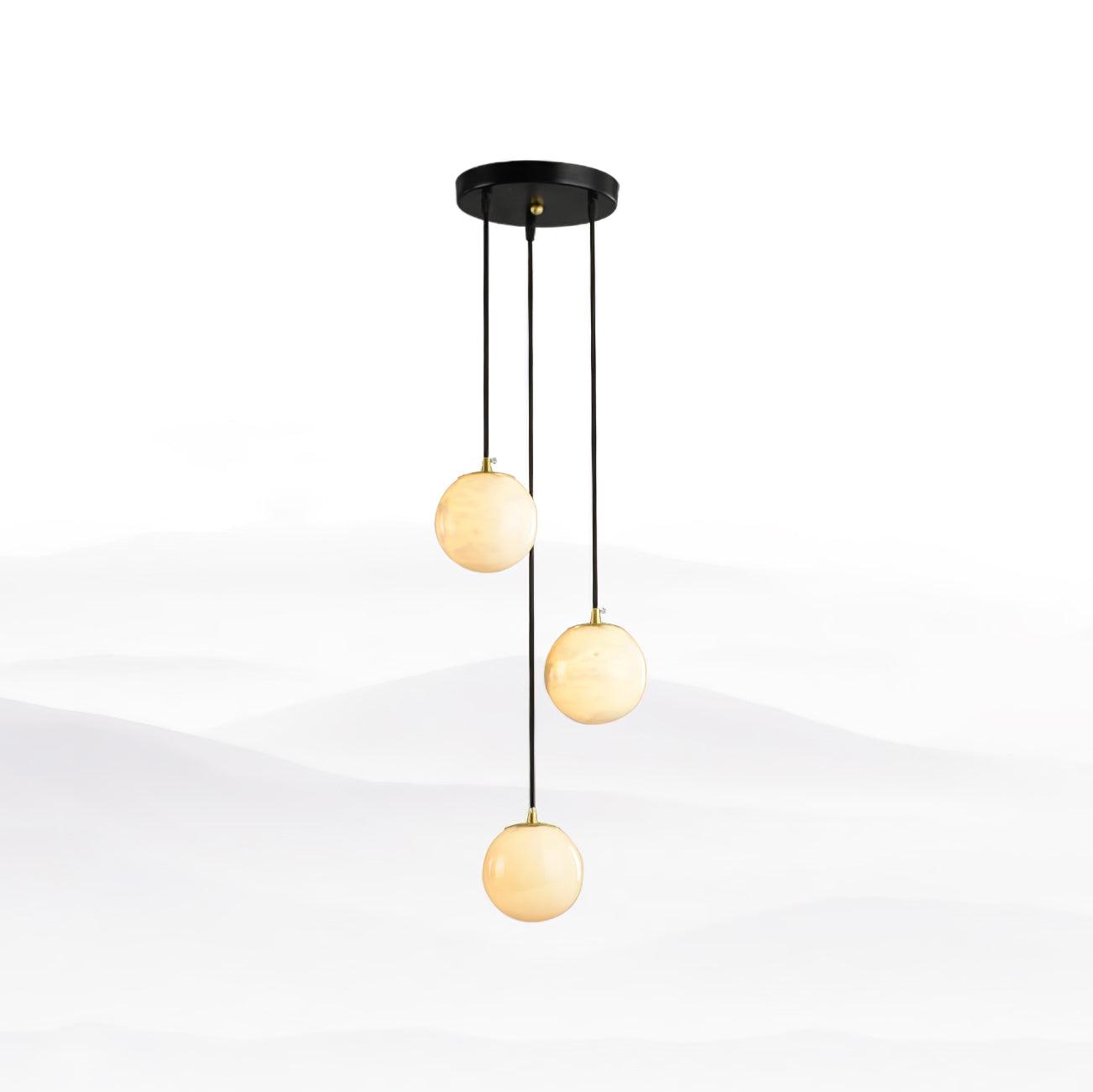 Lustre moderne Mikko en Albâtre Noir et blanc