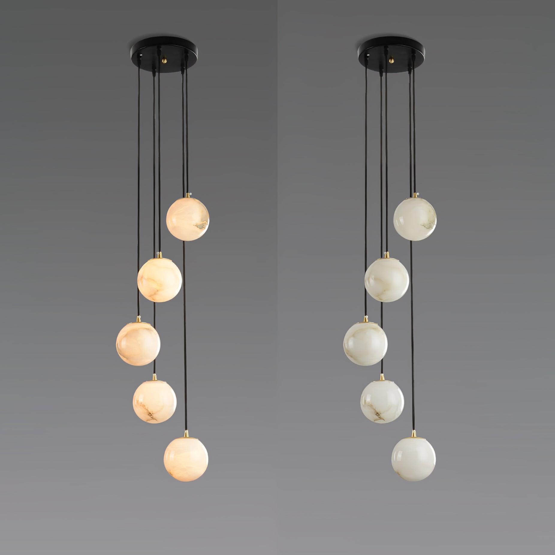 Lustre moderne Mikko en Albâtre Noir et blanc