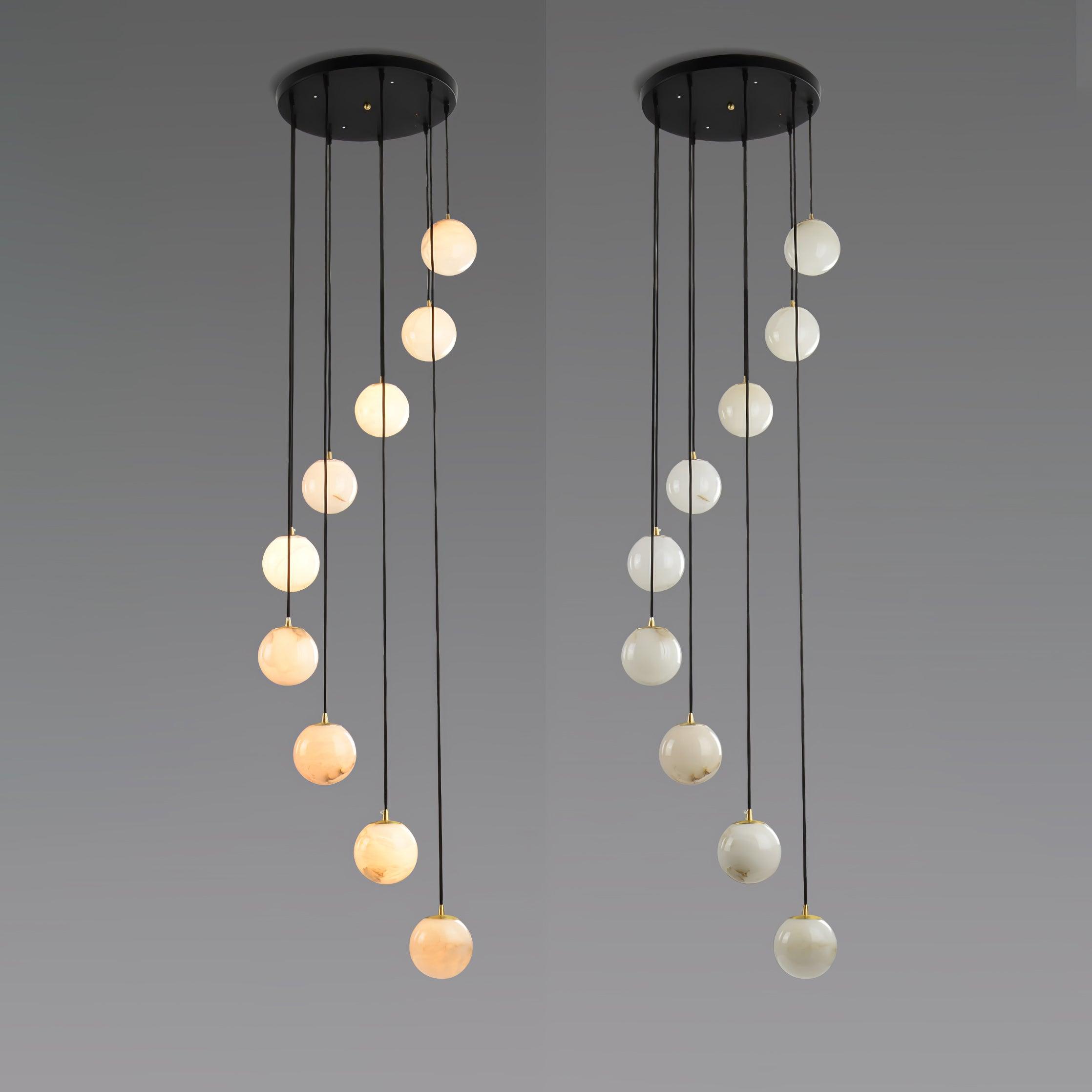 Lustre moderne Mikko en Albâtre Noir et blanc