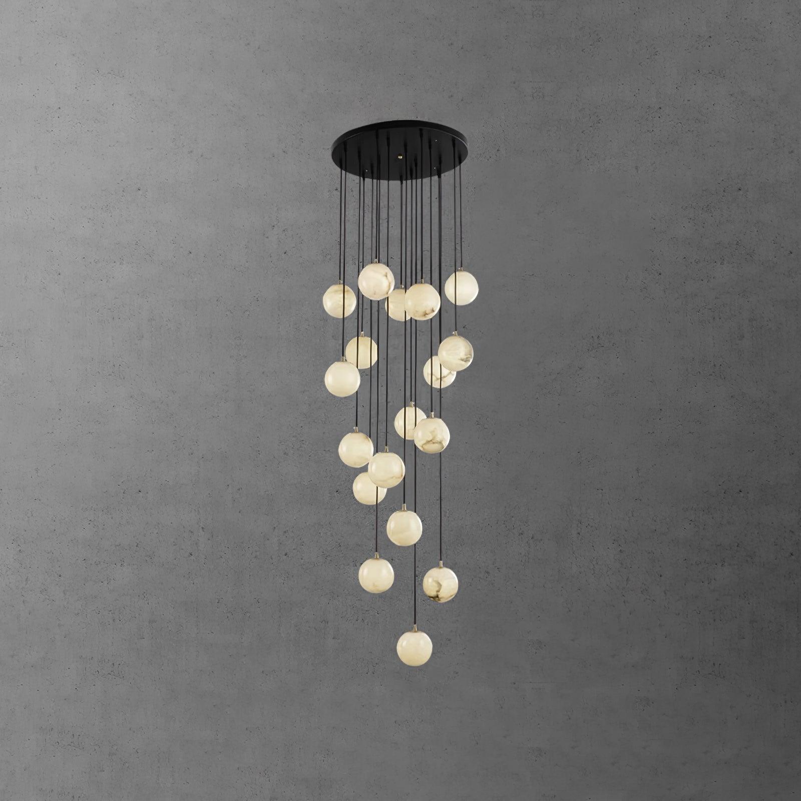 Lustre moderne Mikko en Albâtre Noir et blanc