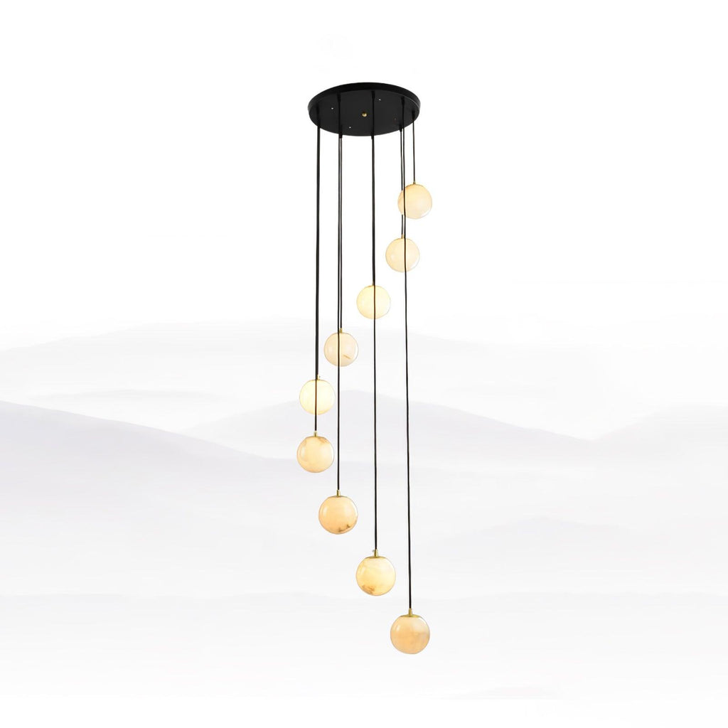 Lustre moderne Mikko en Albâtre Noir et blanc