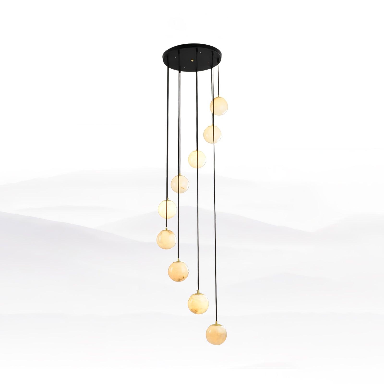 Lustre moderne Mikko en Albâtre Noir et blanc