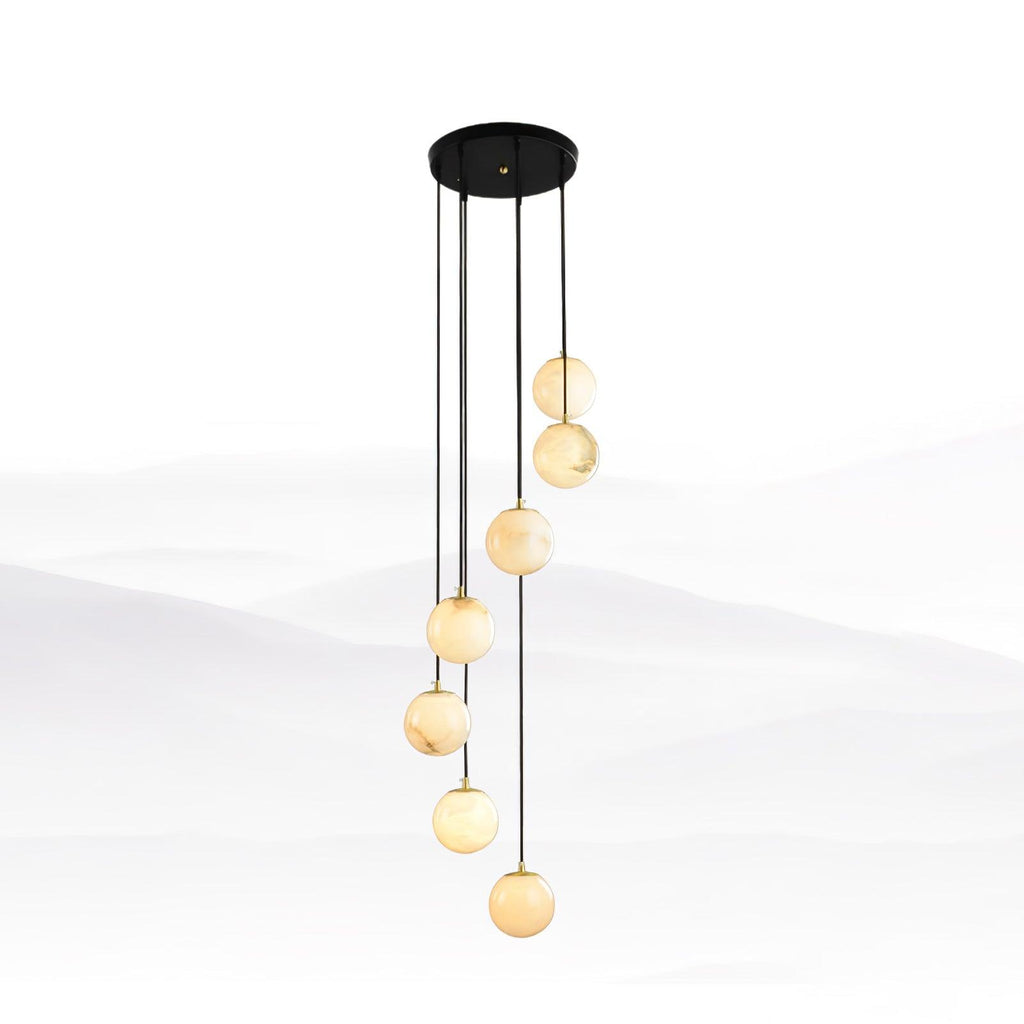 Lustre moderne Mikko en Albâtre Noir et blanc