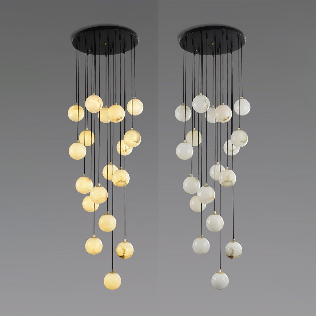 Lustre moderne Mikko en Albâtre Noir et blanc