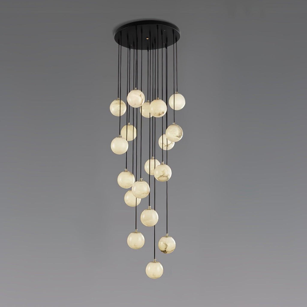 Lustre moderne Mikko en Albâtre Noir et blanc