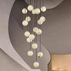 Lustre moderne Mikko en Albâtre Noir et blanc