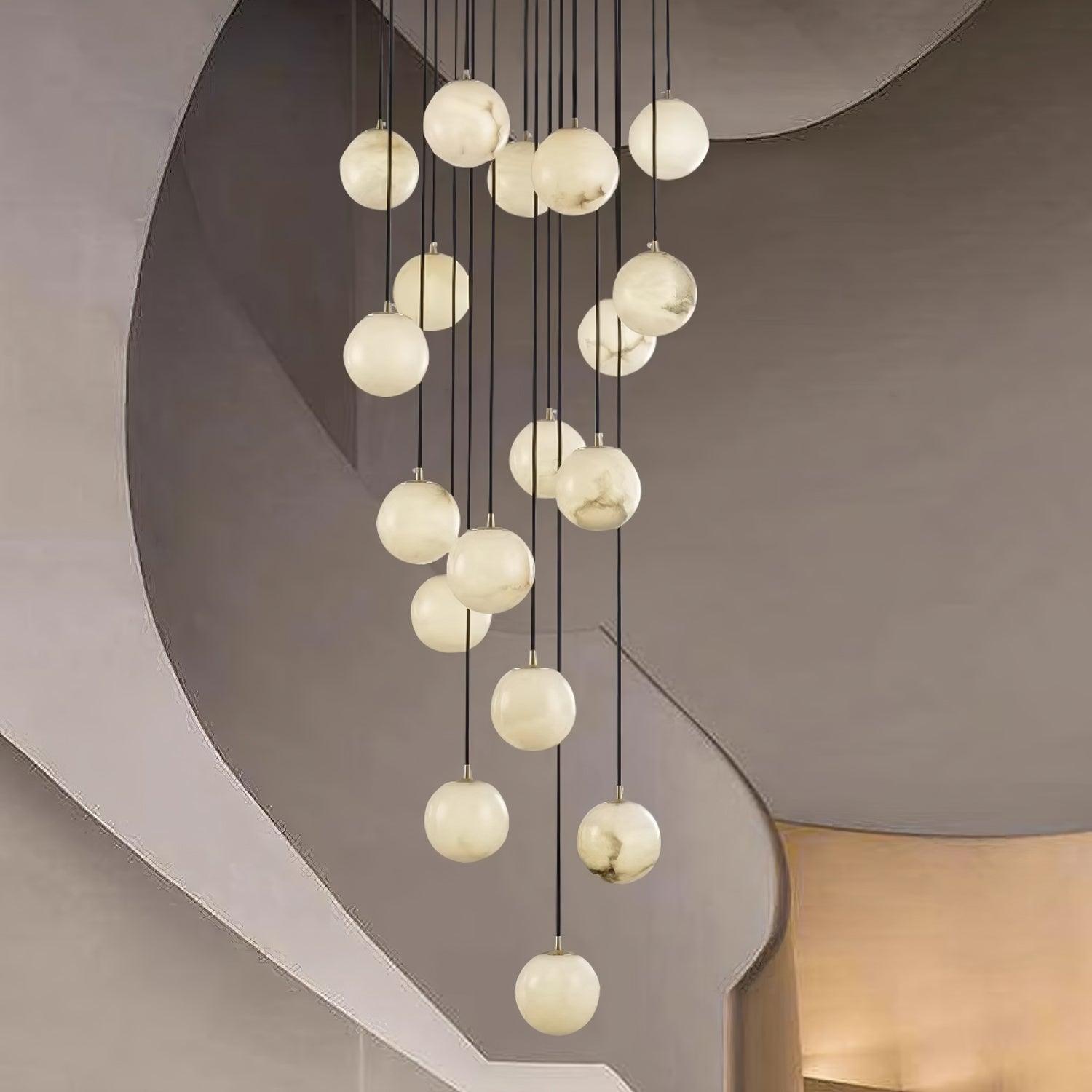 Lustre moderne Mikko en Albâtre Noir et blanc