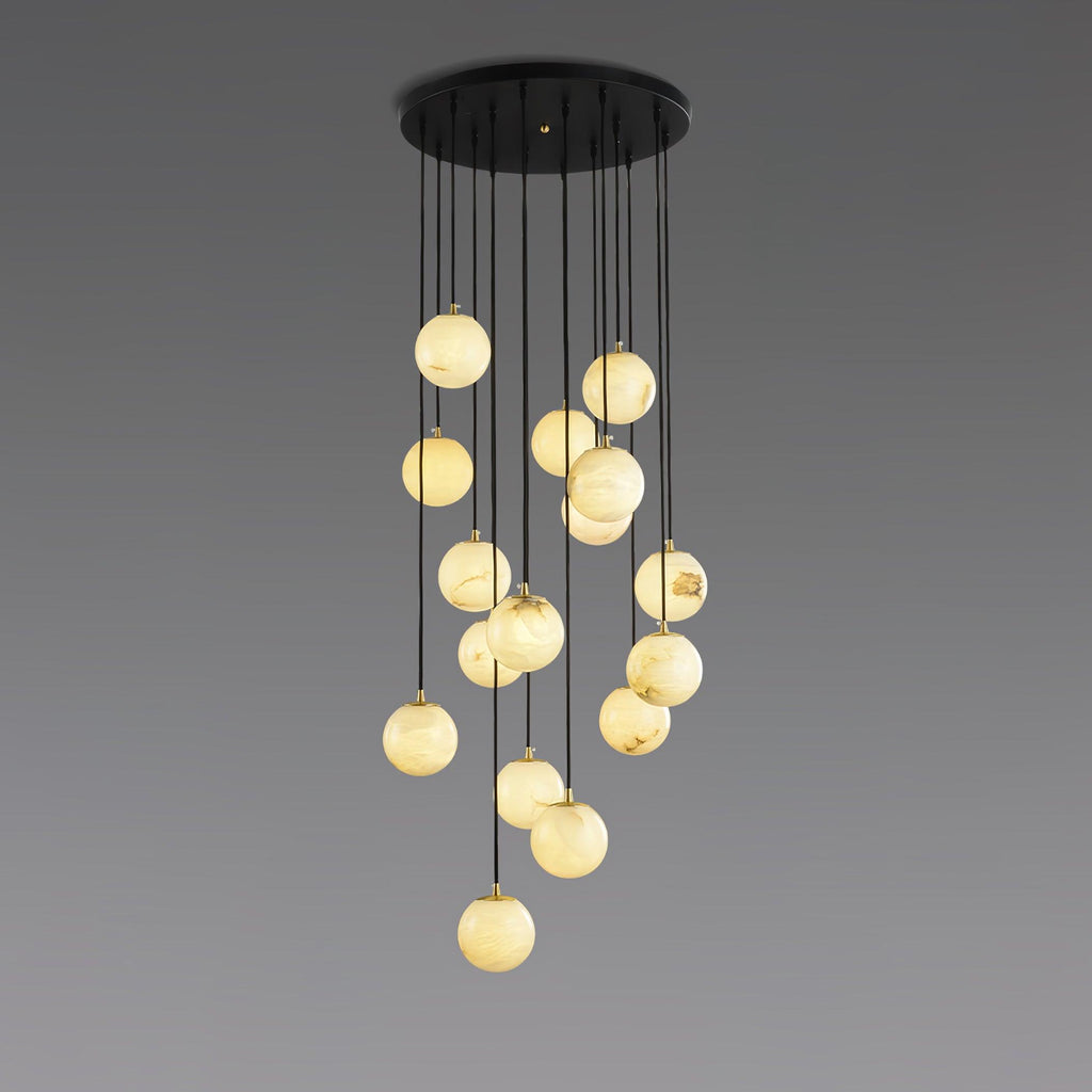 Lustre moderne Mikko en Albâtre Noir et blanc