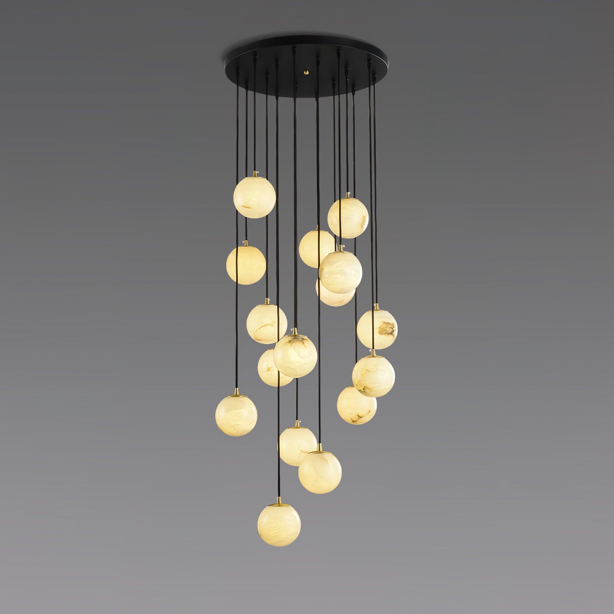 Lustre moderne Mikko en Albâtre Noir et blanc